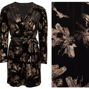 Fraiche by J. Floral Print Velvet Faux Wrap Minidress, Sz XL